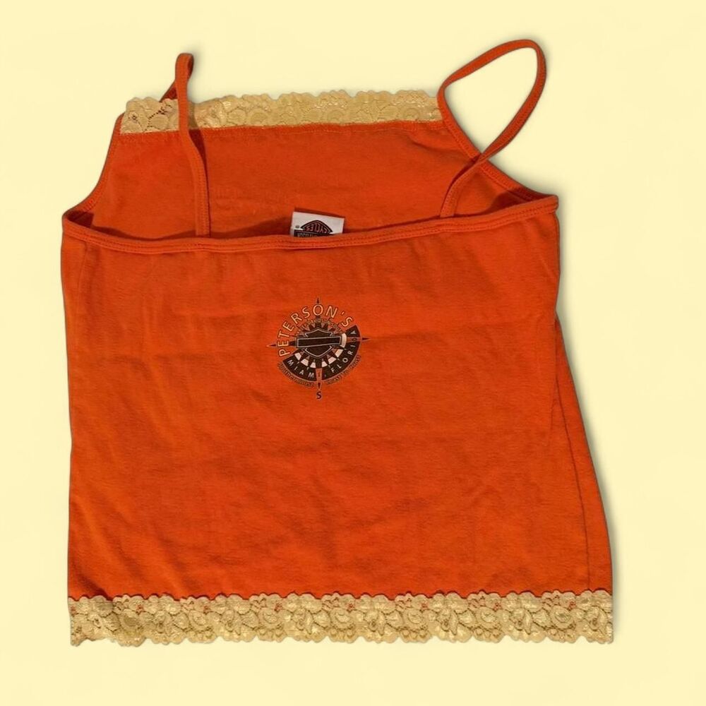 Harley-Davidson Orange Lace Trim Crop Tank - Picture 3 of 3